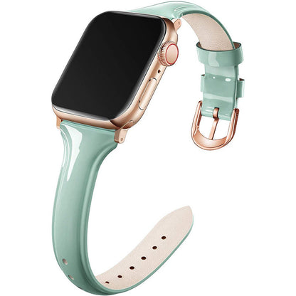 Compatible With , Suitable For  Watch 6se Strap Watch Small Waist Glossy Patent Leather Iwatch Leather Strap Switch2Console