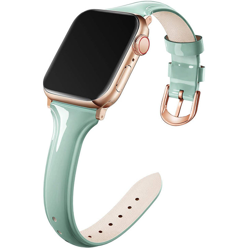 Compatible With , Suitable For  Watch 6se Strap Watch Small Waist Glossy Patent Leather Iwatch Leather Strap Switch2Console