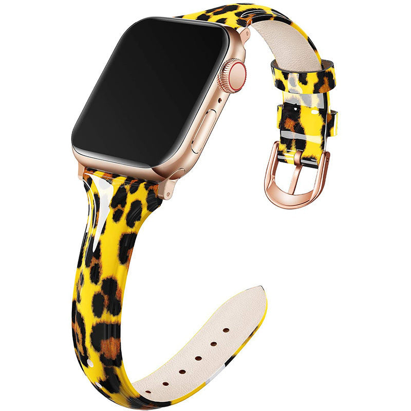 Compatible With , Suitable For  Watch 6se Strap Watch Small Waist Glossy Patent Leather Iwatch Leather Strap Switch2Console