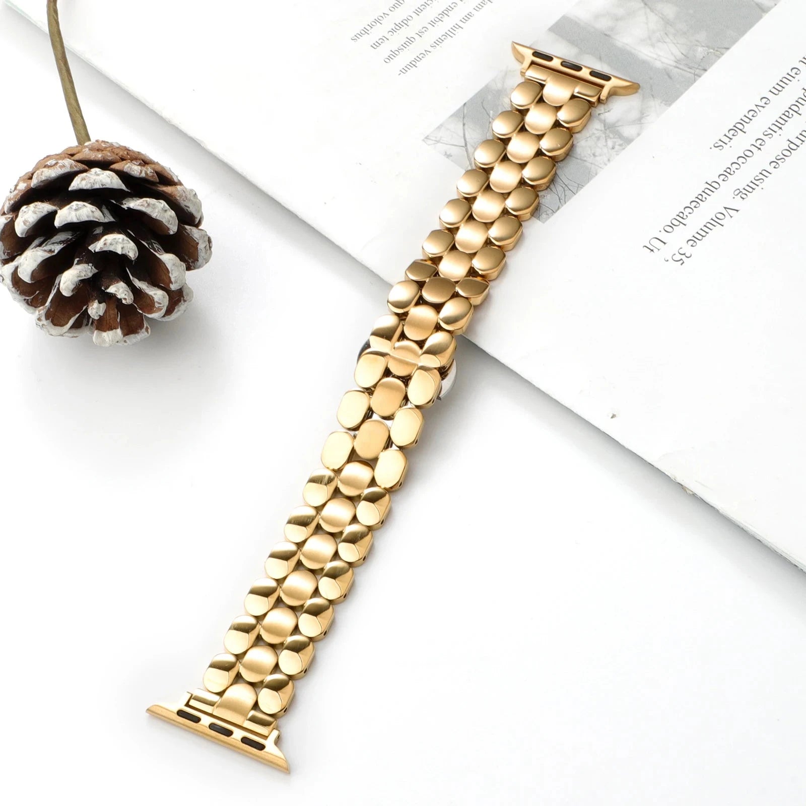 Bracelet en métal à trois perles pour Apple Watch Ultra 49MM, Design pour femmes, en acier inoxydable, pour IWatch 10 9 8 FennecProtect