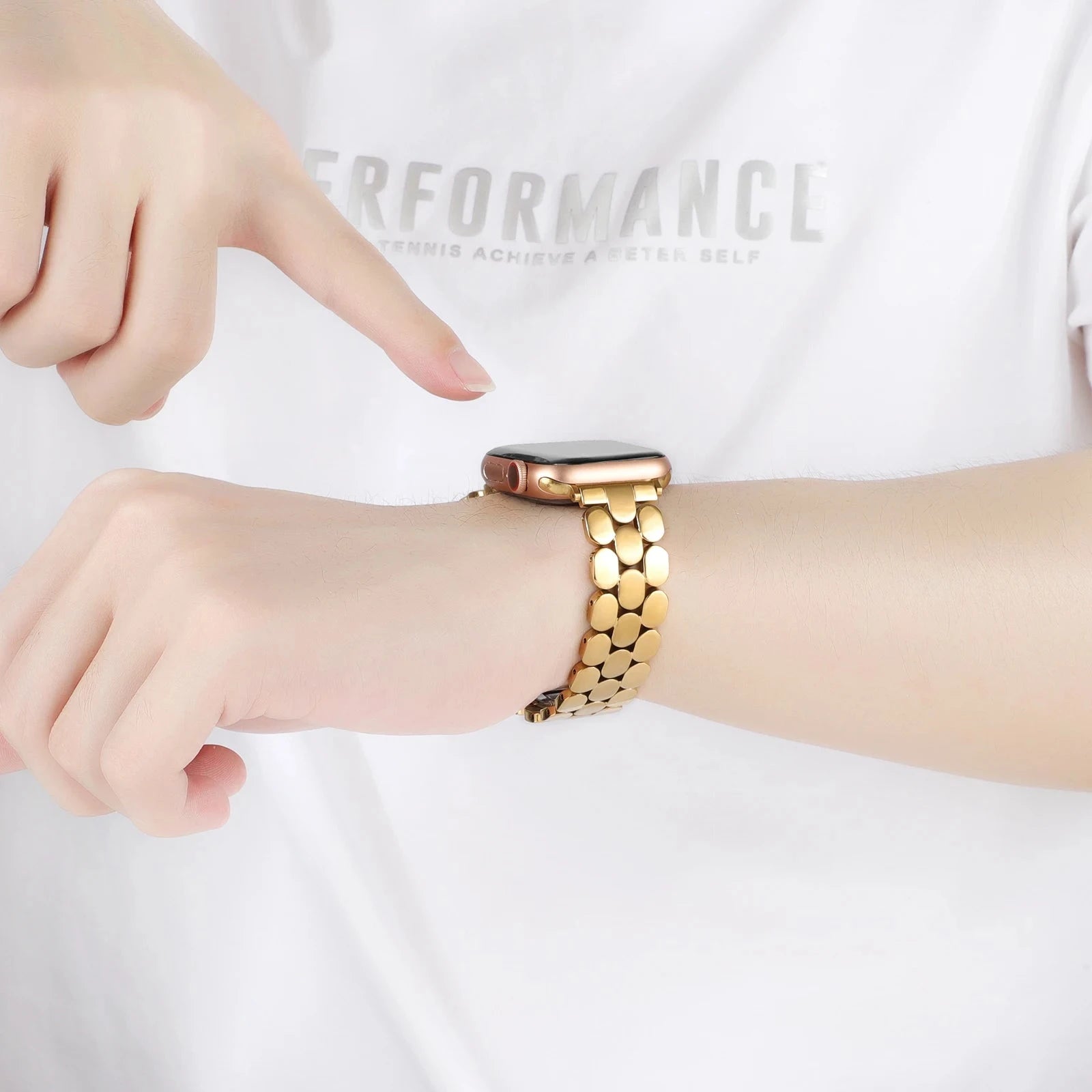 Bracelet en métal à trois perles pour Apple Watch Ultra 49MM, Design pour femmes, en acier inoxydable, pour IWatch 10 9 8 FennecProtect