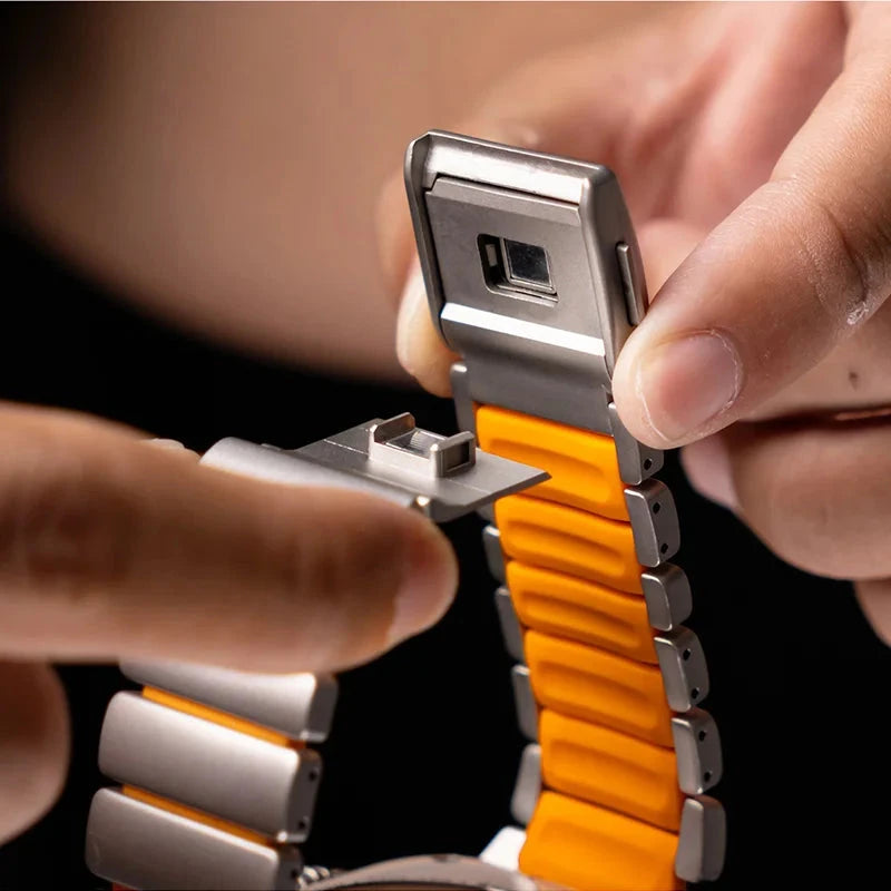 Bracelet de luxe en acier inoxydable pour Apple Watch Ultra 3 2 1 49mm iwatch 11 10 46mm bracelet en métal pour série 9 8 7 6 se 5 4 46mm 45mm FennecProtect