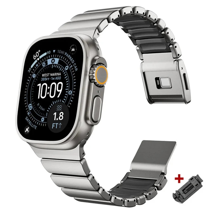 Bracelet de luxe en acier inoxydable pour Apple Watch Ultra 3 2 1 49mm iwatch 11 10 46mm bracelet en métal pour série 9 8 7 6 se 5 4 46mm 45mm FennecProtect