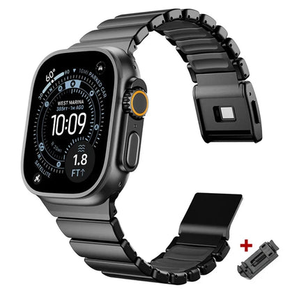 Bracelet de luxe en acier inoxydable pour Apple Watch Ultra 3 2 1 49mm iwatch 11 10 46mm bracelet en métal pour série 9 8 7 6 se 5 4 46mm 45mm FennecProtect