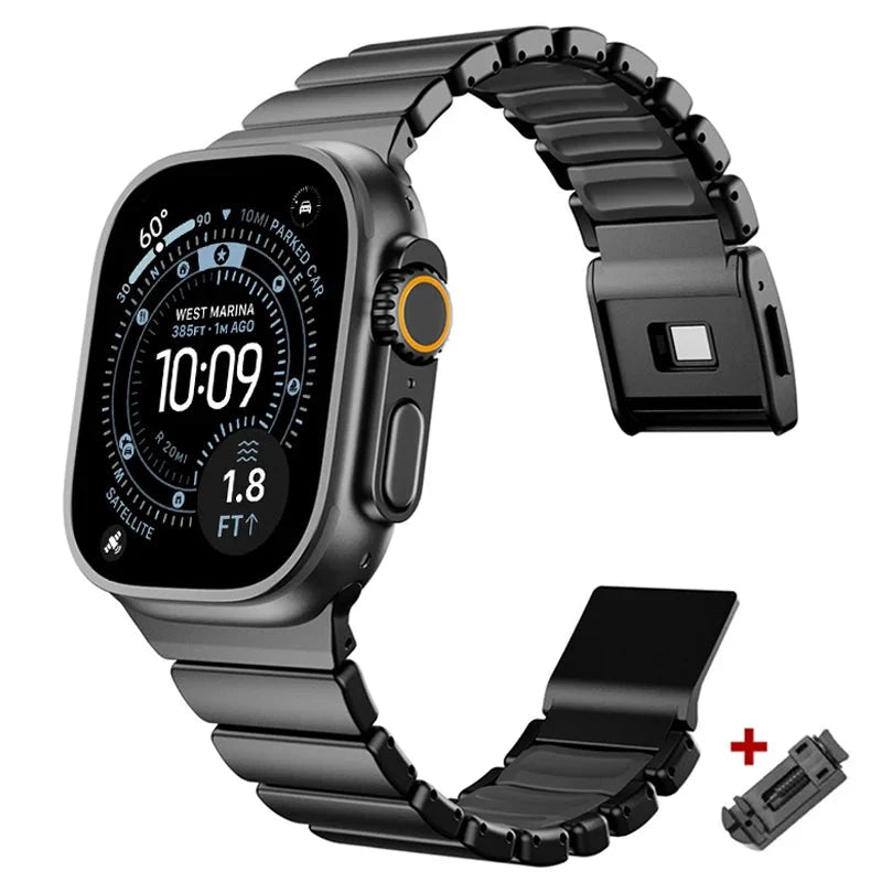 Bracelet de luxe en acier inoxydable pour Apple Watch Ultra 3 2 1 49mm iwatch 11 10 46mm bracelet en métal pour série 9 8 7 6 se 5 4 46mm 45mm FennecProtect