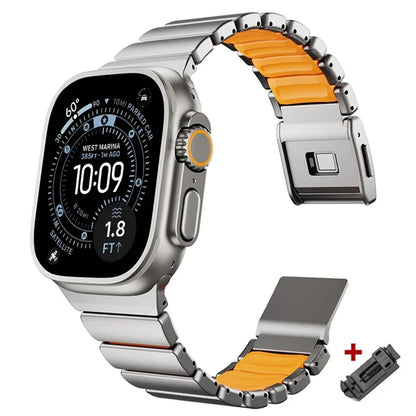 Bracelet de luxe en acier inoxydable pour Apple Watch Ultra 3 2 1 49mm iwatch 11 10 46mm bracelet en métal pour série 9 8 7 6 se 5 4 46mm 45mm FennecProtect