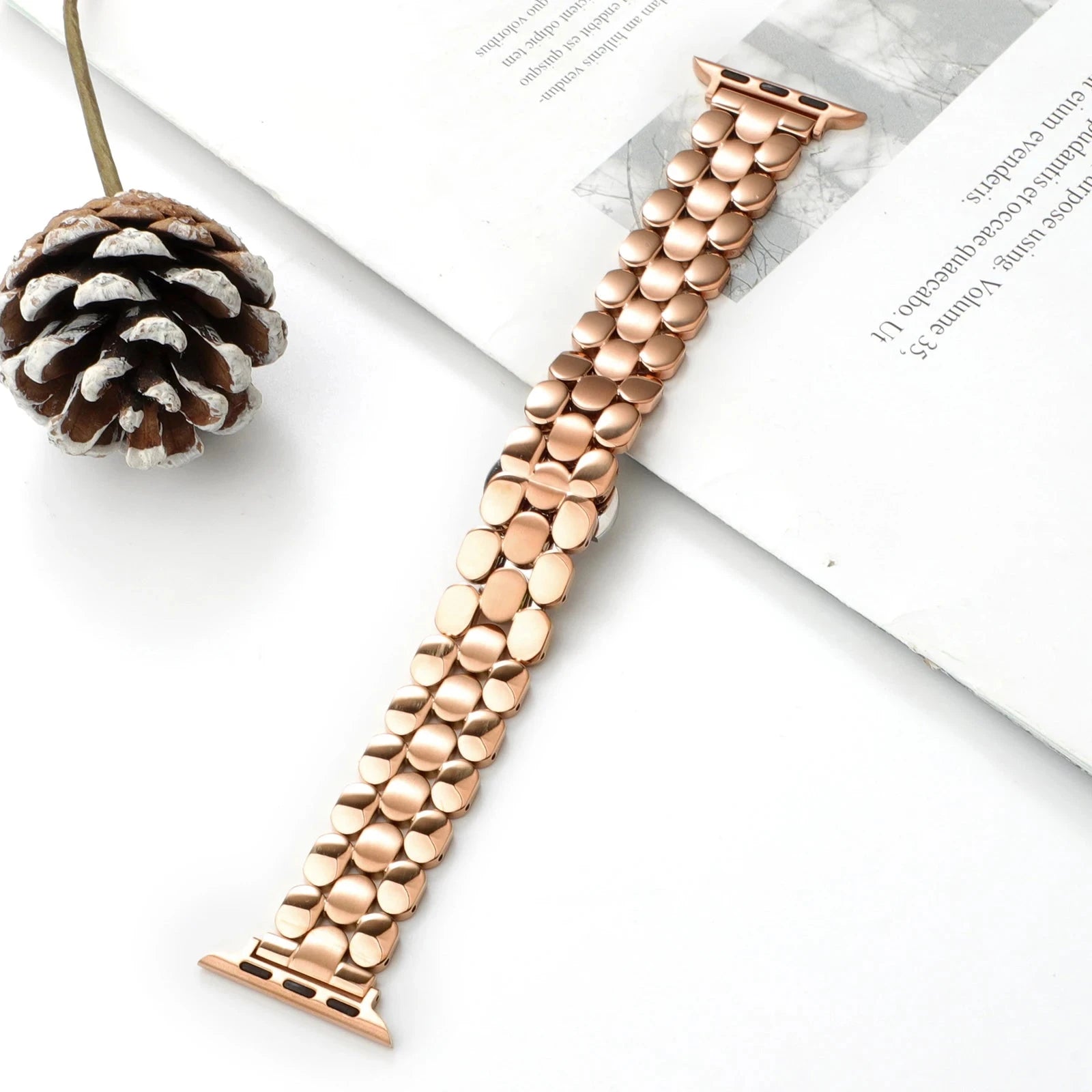 Bracelet en métal à trois perles pour Apple Watch Ultra 49MM, Design pour femmes, en acier inoxydable, pour IWatch 10 9 8 FennecProtect