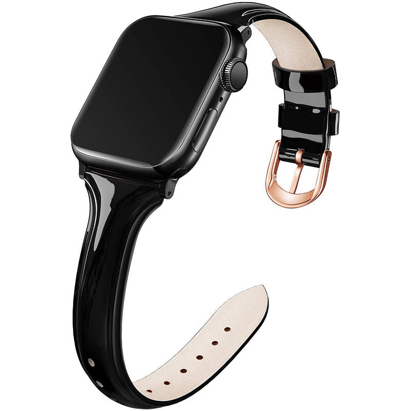 Compatible With , Suitable For  Watch 6se Strap Watch Small Waist Glossy Patent Leather Iwatch Leather Strap Switch2Console