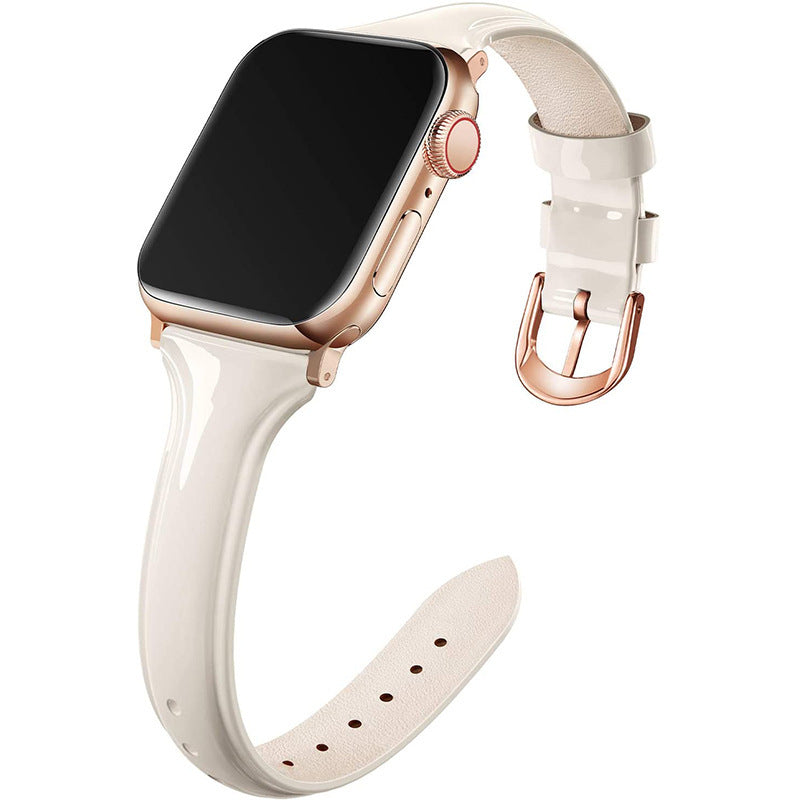 Compatible With , Suitable For  Watch 6se Strap Watch Small Waist Glossy Patent Leather Iwatch Leather Strap Switch2Console