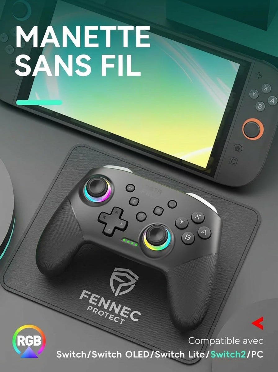 Manette Switch 2 Pro Sans Fil| Joystick Programmable | Prêt pour la Nintendo Switch 2 FennecProtect